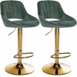 Sada 2 ks barovej stoličky Milet zamat - zlatá podnož - zelená