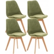 Stolička Linares (SET 4 ks) ~ zamat, drevené nohy natura - Svetlo zelená