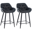 Barová stolička Gibson (SET 2 ks) ~ látka, kovové nohy čierne - Tmavo sivá