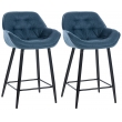 Barová stolička Gibson (SET 2 ks) ~ látka, kovové nohy čierne - Modrá