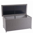 Polyratanový záhradný úložný box HWC-D88 - základná sivá, 63x135x52cm 320l
