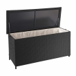 Polyratanový záhradný úložný box HWC-D88 - prémiová čierna, 63x135x52cm 320l