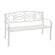 Záhradná lavička HWC-F44, 2-miestna oceľ s práškovým nástrekom - biela