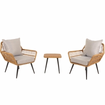 Záhradná súprava stoličiek a stolíka HWC-N34 - svetlo sivá