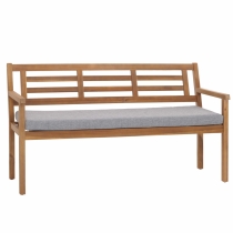 Záhradná lavička HWC-N47, 82x145x59 cm, akáciové drevo - sivý vankúš