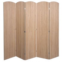 Bambusový paraván HWC-O30, deliaca stena, 5 panelov, 170 × 204 cm – hnedá