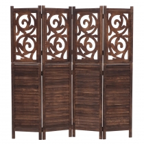 Paraván T568, deliaca stena, 4 panely - 170 × 160 cm - hnedá