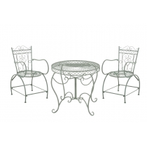 Súprava kovových stoličiek a stola Sheela (SET 2+1) - Zelená antik