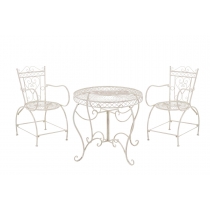 Súprava kovových stoličiek a stola Sheela (SET 2+1) - Krémová antik