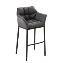 Barová stolička Damas B4 - koženka, čierny rám - Sivá