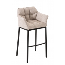 Barová stolička Damaso B - látka, čierny 4-nohý rám - Slonová kost