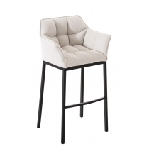 Barová stolička Damaso B - látka, čierny 4-nohý rám - Biela