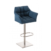 Barová stolička Damas E1 - látka, nerezový rám - Modrá
