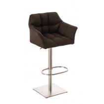 Barová stolička Damas E1 - látka, nerezový rám - Hnedá