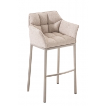 Barová stolička Damas E4 - látka, nerezový rám - Slonová kosť