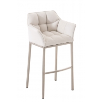 Barová stolička Damas E4 - látka, nerezový rám - Biela