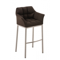 Barová stolička Damas E4 - látka, nerezový rám - Hnedá