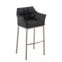 Barová stolička Damas E4 - látka, nerezový rám - Tmavo sivá