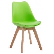 Stolička Borne V2 plast / koženka drevené nohy natura - Zelená