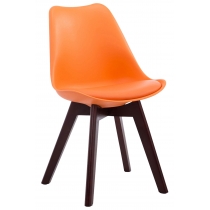 Stolička Borne V2 - plast / koženka, drevené nohy orech - Oranžová