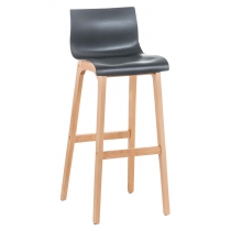 Barová stolička Hoover ~ plast, drevené nohy natur - Sivá