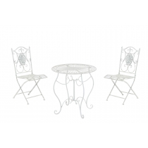 Súprava kovových stoličiek a stola Aldeano (SET 2+1) - Biela antik