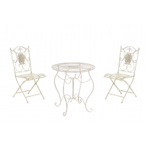 Súprava kovových stoličiek a stola Aldeano (SET 2+1) - Krémová antik