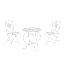 Súprava kovových stoličiek a stola Aldeano (SET 2+1) - Biela