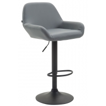 Barová stolička Braga - koženka, čierna podnož - Sivá