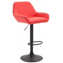 Barová stolička Braga - koženka, čierna podnož - Červená