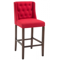 Barová stolička Casandra látka, nohy tmavá antik - Červená