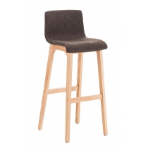 Barová stolička Hoover ~ látka, drevené nohy natur - Hnedá