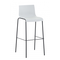 Barová stolička Hoover ~ plast, kovové nohy čierne - Biela