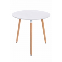Jedálenský stôl okrúhly Angar, nohy natura - v75 x Ø80 cm - Biela