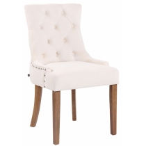 Jedálenská stolička Aberdeen - zamat, drevené nohy antik svetlé - Krémová