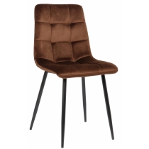 Jedálenská stolička Tilde ~ zamat, kovové nohy čierne - Hnedá