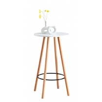 Barový stôl Mijas natura, okrúhly - v107 x 60 x 60 cm - Biela