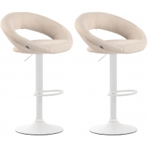 2x Barová stoličkaOlinda - látka, biely rám - krémová