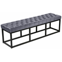 Lavica Polson - zamat, čierny rám 150 cm - Sivá