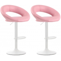 2x Barová stoličkaOlinda - koženka, biely rám - ružová