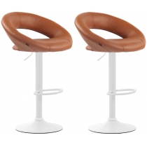 2x Barová stoličkaOlinda - koženka, biely rám - svetlohnedá
