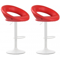 2x Barová stoličkaOlinda - koženka, biely rám - červená