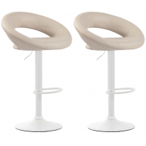 2x Barová stoličkaOlinda - koženka, biely rám - krémová