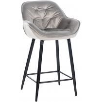 Barová stolička Gibson ~ zamat, kovové nohy čierne - Sivá