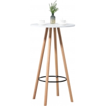 Barový stôl Livia natura, okrúhly - v107 x 60 x 60 cm - Biela