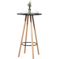 Barový stôl Livia natura, okrúhly - v107 x 60 x 60 cm - Čierna