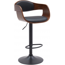 Barová stolička Kingston B - koženka, čierny rám - orech/čierna
