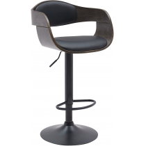Barová stolička Kingston B - koženka, čierny rám - čierna/šedá