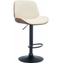 Barová stolička Nova - koženka, čierny rám - Orech / Krémová