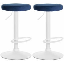 2x Barová stolička Ponte - zamat, biely rám Modrá
